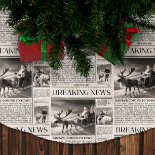 Santa Bear Breaking News Zeitung Weihnachtsbaum Polyester Weihnachtsbaumdecke