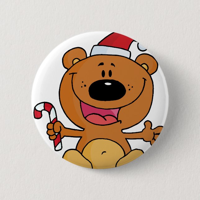 Santa Bear mit Candy Cane Button (Vorderseite)