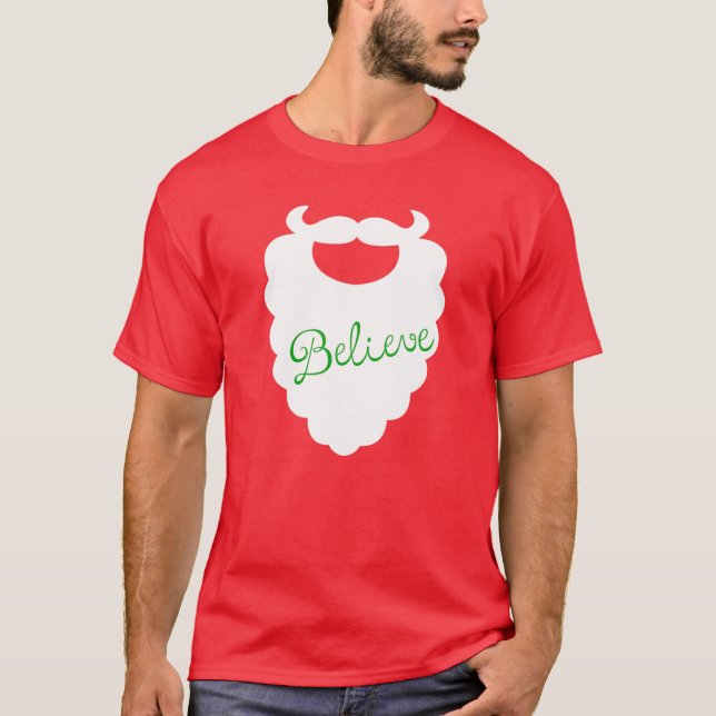 Santa Beard Holiday T-Shirt glauben an Urlaubsplan (Vorderseite)
