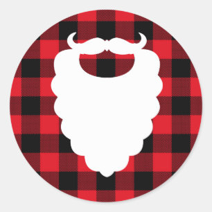 Santa Beard Karierter Urlaub Runder Aufkleber