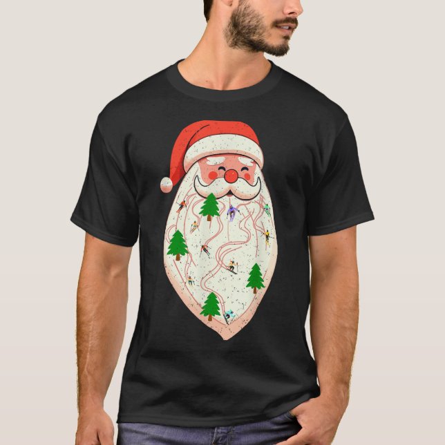 Santa Beard Skiing Christmas Ski Xmas Holiday Skii T-Shirt (Vorderseite)