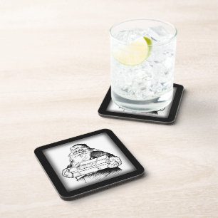 Santa Bearing gibt Vintage Frame Square Untersetze Untersetzer