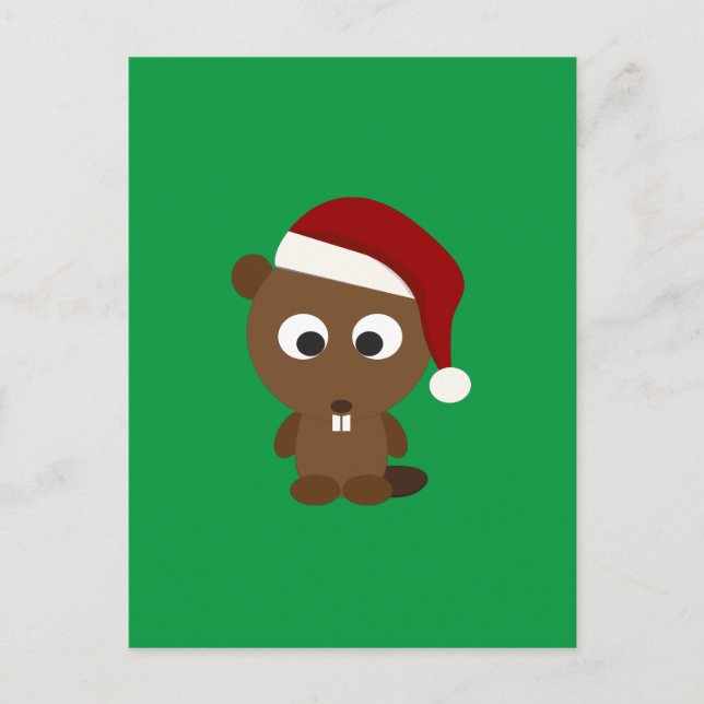 Santa Beaver Feiertagspostkarte (Vorderseite)