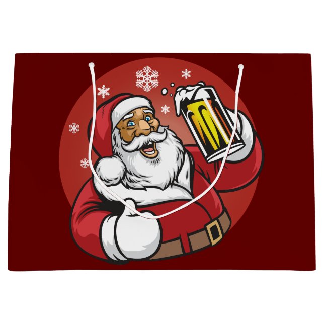 Santa Beer Große Geschenktüte (Vorderseite)
