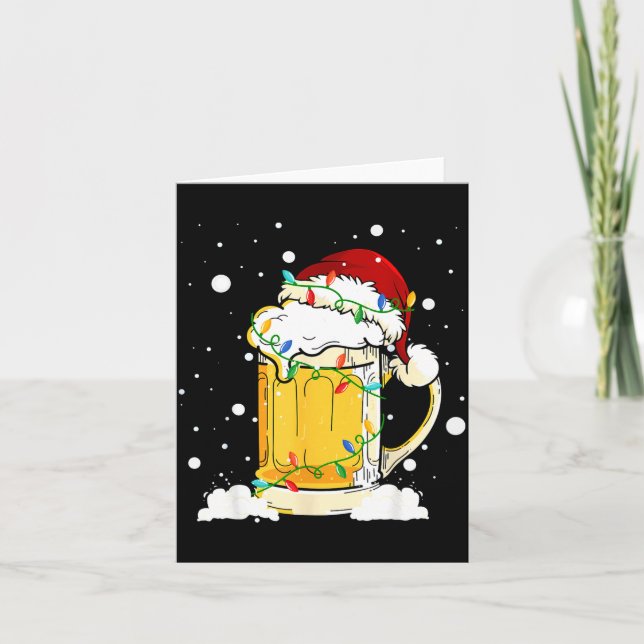 Santa Beer Merry Christmas Drinking Happy Holiday  Karte (Vorderseite)
