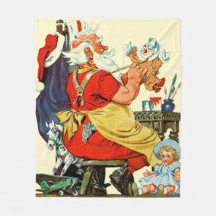Santa bei der Arbeit Fleecedecke
