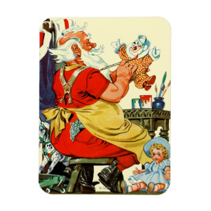 Santa bei der Arbeit Magnet