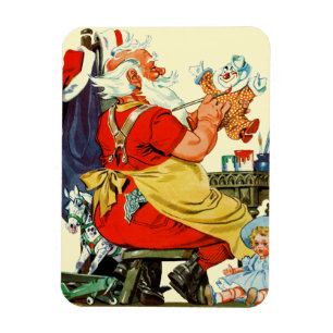 Santa bei der Arbeit Magnet