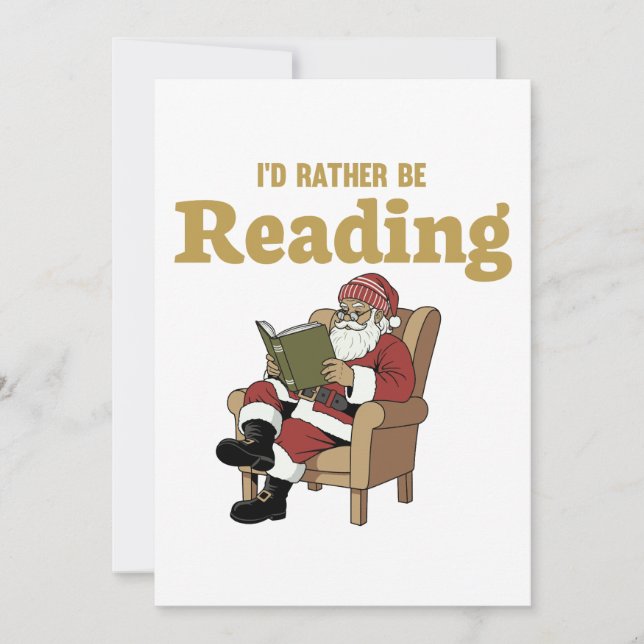Santa beim Lesen Feiertagskarte (Vorderseite)