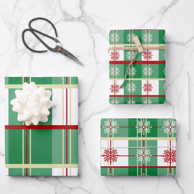 Santa Belt Plaid Christmas | Festive Holiday Gift Geschenkpapier Set (Vorderseite)