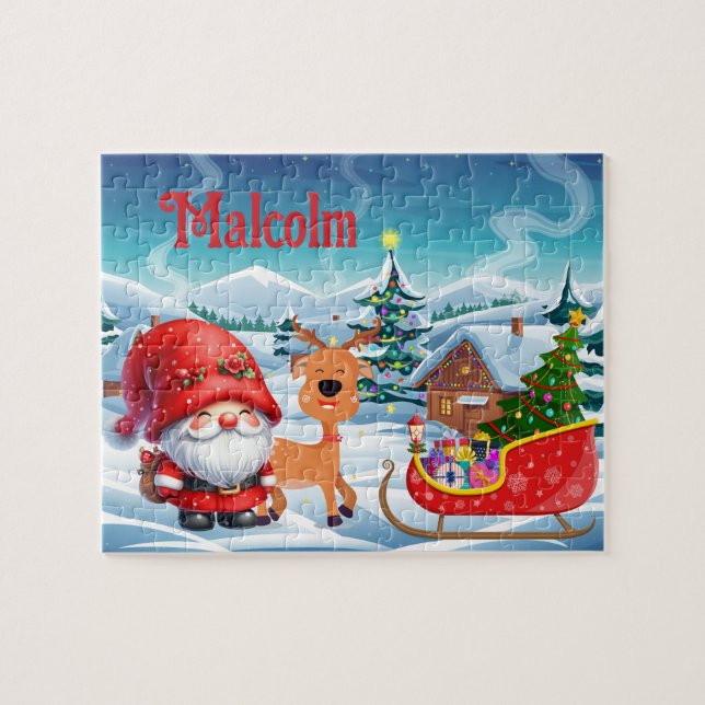 Santa benutzerdefiniertes Kindername-Puzzle  Puzzle (Horizontal)