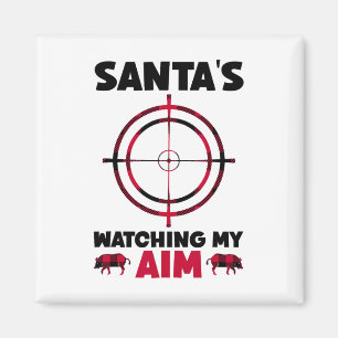 Santa beobachtet mein Ziel - Wildschweinjagd 1 Magnet