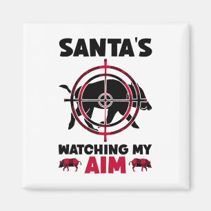 Santa beobachtet mein Ziel - Wildschweinjagd  Magnet