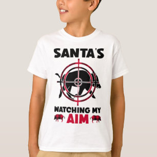 Santa beobachtet mein Ziel - Wildschweinjagd T-Shirt