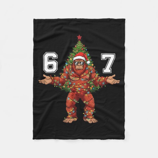 Santa Bigfoot 67 Christmas Tree Xmas Lights Funny  Fleecedecke (Vorderseite)