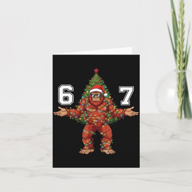 Santa Bigfoot 67 Christmas Tree Xmas Lights Funny  Karte (Vorderseite)