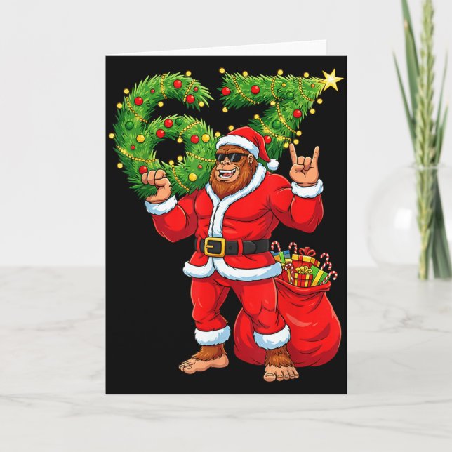 Santa Bigfoot 67 Meme Sechs Sieben 6 7 Lustiger Bi Karte (Vorderseite)