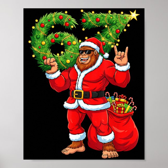 Santa Bigfoot 67 Meme Six Seven 6 7 Funny Bigfoot  Poster (Vorne)