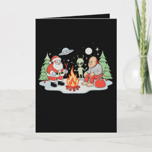 Santa Bigfoot Alien Lagerfeuer Weihnachten Urlaub Karte
