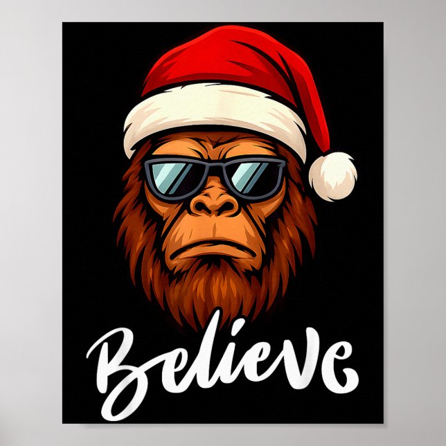Santa Bigfoot Christmas Funny Sasquatch Believe Xm Poster (Vorne)