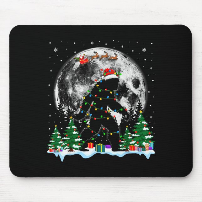 Santa Bigfoot Christmas Lights Funny Sasquatch Bel Mousepad (Vorne)