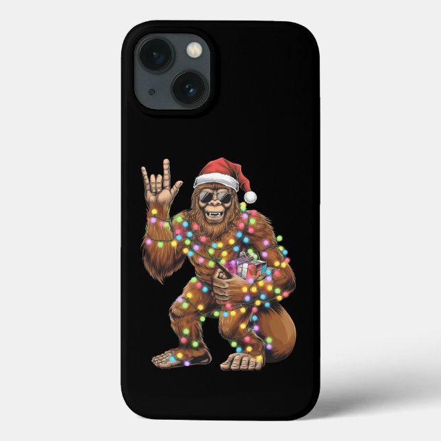 Santa Bigfoot Christmas Lights Rock Funny Case-Mate iPhone Hülle (Rückseite)