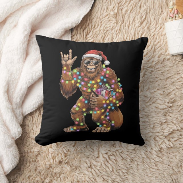 Santa Bigfoot Christmas Lights Rock Funny Kissen (Decke)