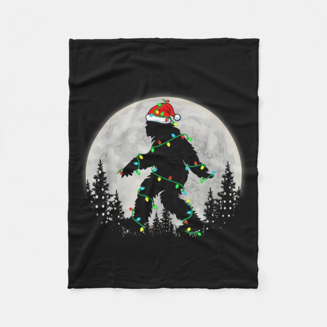 Santa Bigfoot Christmas Lights Rock Funny Sasquatc Fleecedecke (Vorderseite)