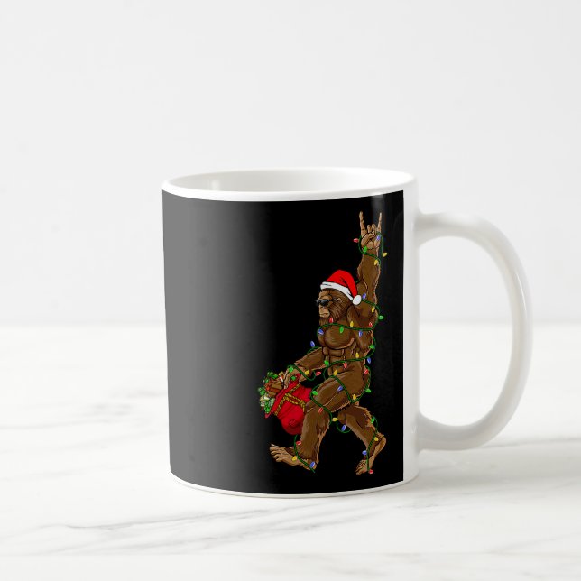 Santa Bigfoot Christmas Lights Rock Funny Sasquatc Kaffeetasse (Rechts)