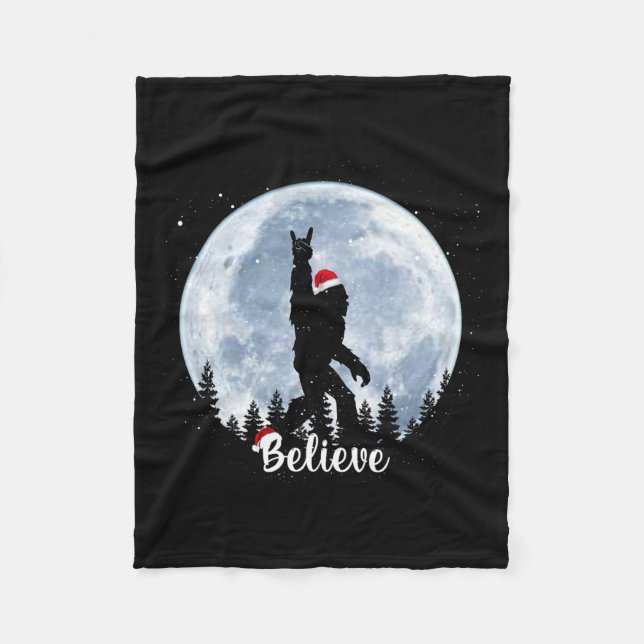 Santa Bigfoot Christmas Rock Roll Sasquatch Glauv Fleecedecke (Vorderseite)