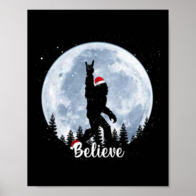 Santa Bigfoot Christmas Rock Roll Sasquatch Glauv Poster (Vorne)