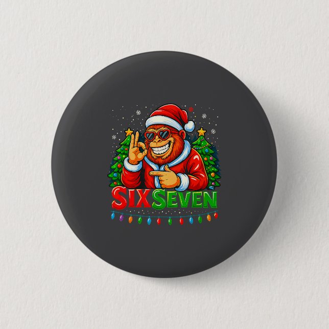 Santa Bigfoot Christmas Sasquatch 67 Funny Meme Si Button (Vorderseite)