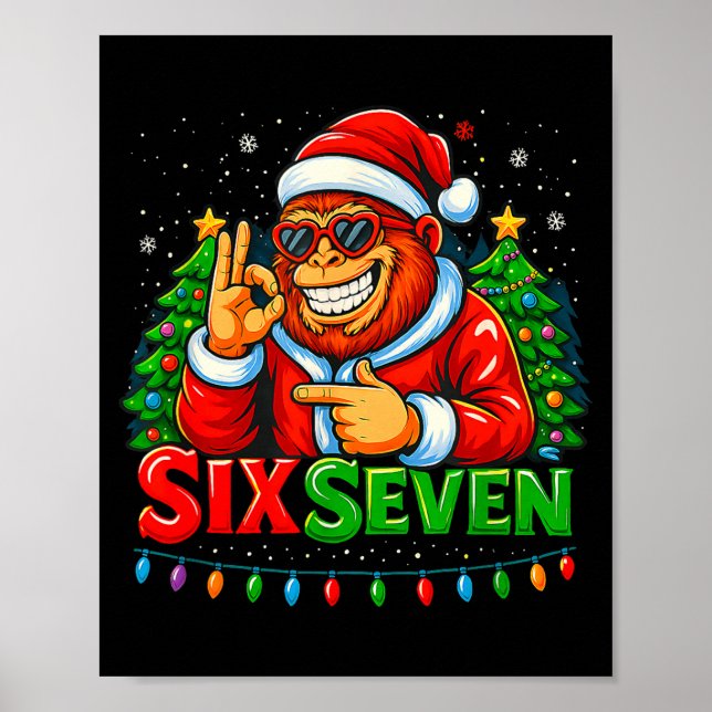 Santa Bigfoot Christmas Sasquatch 67 Funny Meme Si Poster (Vorne)