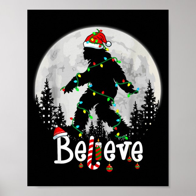 Santa Bigfoot Christmas Sasquatch Believe Xmas Men Poster (Vorne)