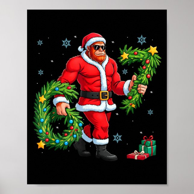 Santa Bigfoot Christmas Tree Sasquatch 67 Six Seve Poster (Vorne)