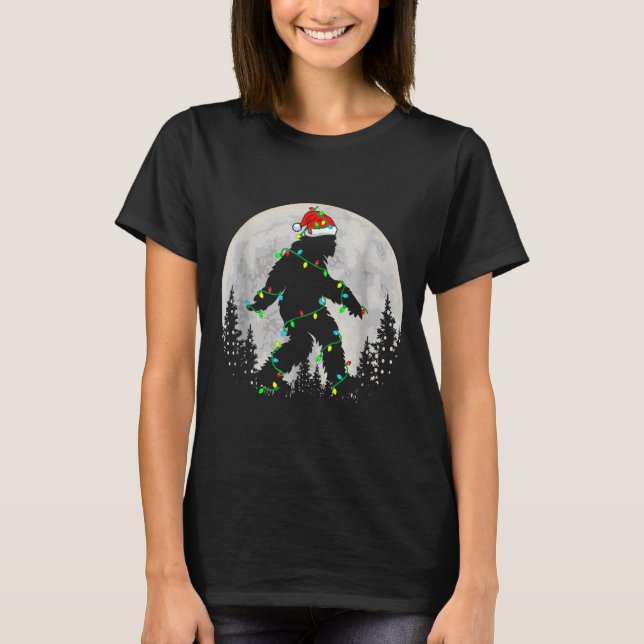 Santa Bigfoot Christmas Tree Xmas Lights Funny Sas T-Shirt (Vorderseite)