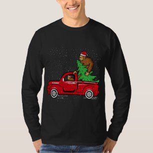 Santa Bigfoot Riding Red Truck Sasquatch Weihnacht T-Shirt