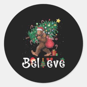 Santa Bigfoot Weihnachtsbaum Lichter Sasquatch Bel Runder Aufkleber