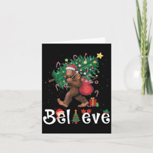 Santa Bigfoot Weihnachtsbaum Lichter Sasquatch Gla Karte