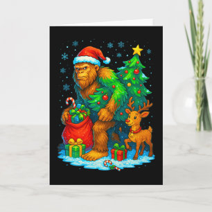 Santa Bigfoot Weihnachtsbaum Rentier Lustiger Sasq Karte