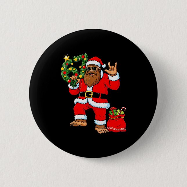 Santa Bigfoot Weihnachtsbaum Sasquatch 67 Sechs Si Button (Vorderseite)