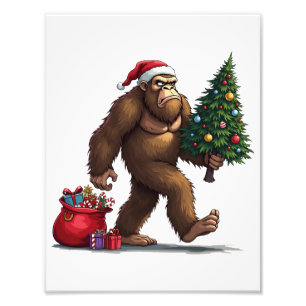 Santa Bigfoot Weihnachtsbaum Xmas Lichter  Fotodruck