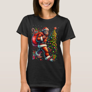 Santa Bigfoot Weihnachtsbaum Xmas Lichter Lustiger T-Shirt