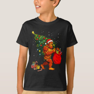 Santa Bigfoot Weihnachtsbaum Xmas Lichter Lustiger T-Shirt