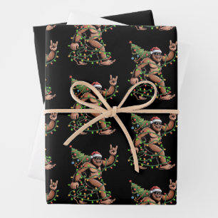 Santa Bigfoot Weihnachtsbaum Xmas Lichter Sasquatc Geschenkpapier Set