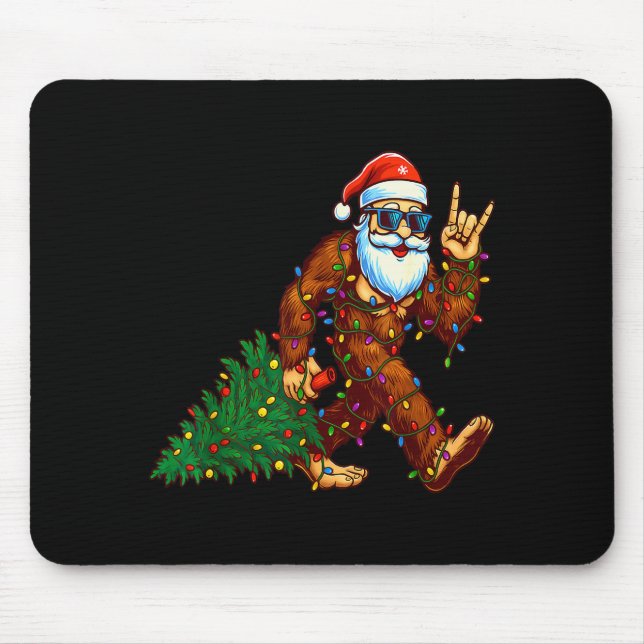 Santa Bigfoot Weihnachtsbaum Xmas Lustiger Weihnac Mousepad (Vorne)