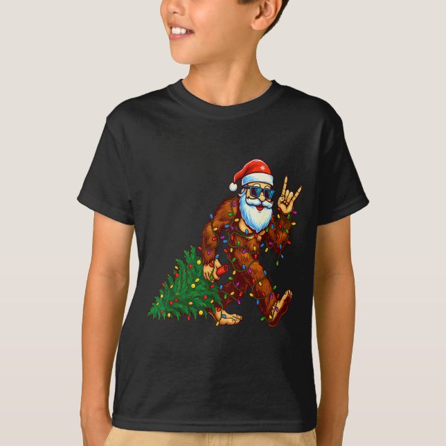 Santa Bigfoot Weihnachtsbaum Xmas Lustiger Weihnac T-Shirt (Vorderseite)