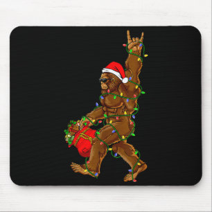 Santa Bigfoot Weihnachtsbeleuchtung Lustiger Sasqu Mousepad