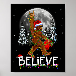 Santa Bigfoot Weihnachtsbeleuchtung Lustiger Sasqu Poster