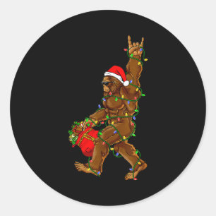 Santa Bigfoot Weihnachtsbeleuchtung Lustiger Sasqu Runder Aufkleber